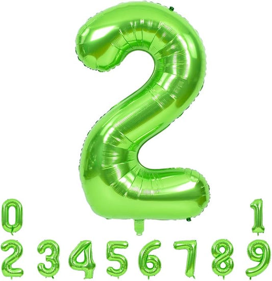TONIFUL 40 Inch Large Green Numbers Balloons 0-9, Number 2 Digital 2 Helium Foil Mylar Big Number Balloons for 2026 Graduation New Year Eve Birthday Party Anniversary Supplies Decorations