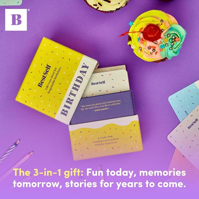 BestSelf Birthday Deck – 75 Conversation Cards & Activities for Unforgettable Birthday Celebrations | Fun, Meaningful, and Engaging Party Card Games | Gifts for Family, Couples, Friends