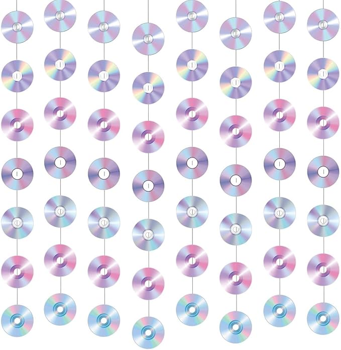 Zliisang 8 pcs Y2K CD Paper Garland Banner 2000s Party Decorations Y2k Hanging Decor Paper Cutouts Retro Disco Garland Y2K Theme 90s Birthday Bachelorette Party Supplies Decoration