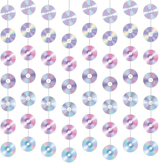 Zliisang 8 pcs Y2K CD Paper Garland Banner 2000s Party Decorations Y2k Hanging Decor Paper Cutouts Retro Disco Garland Y2K Theme 90s Birthday Bachelorette Party Supplies Decoration