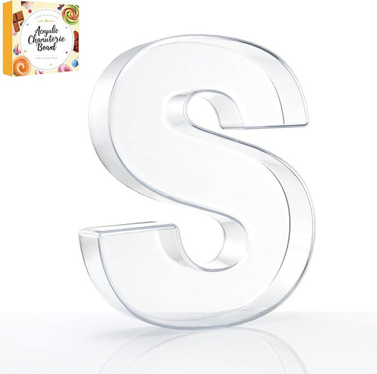 10" Acrylic Charcuterie Letters Fillable Tray, Reusable Alphabet Number Shaped Serving Plates for Charcuterie Board, Display Fruit, Candy, Cake, Party Decor, Birthday, Anniversary（S）