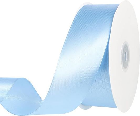 woric Blue Ribbon 1 1/2 Inch 60 Yards Light Baby Blue Satin Ribbon for Baby Bridal Shower Party Favors Wedding Decor Mothers Day Graduation Leis Crafts Flower Bouquet