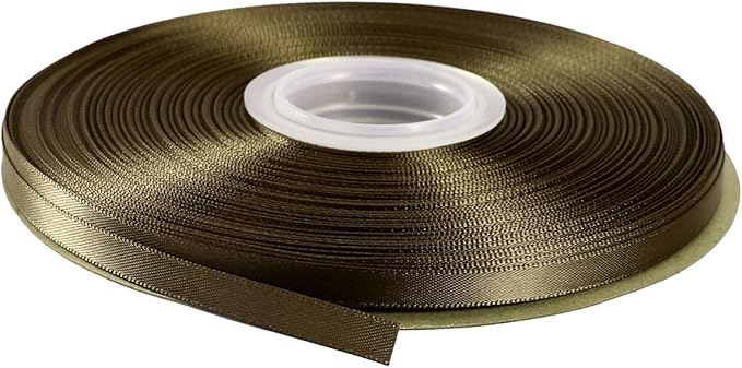 ITIsparkle 1/4" Inch Double Faced Satin Ribbon 50 Yards-Roll Set for Gift Wrapping Scrap Books Party Favor Hair Braids Baby Shower Decoration Floral Arrangement Craft Supplies, Dark Olive Ribbon
