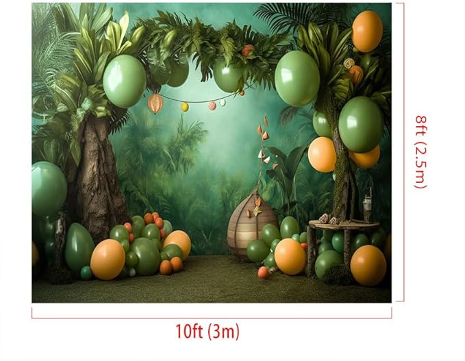 Kate Cake Smash Forest Balloon Backdrop Children Birthday Party Fabric Printed Seamless Background Photography Studio Prop 10x8ft