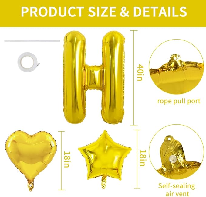 TONIFUL 40 Inch Gold HOME Letter Balloon, Large Decoraction for Housewarming, New Home Parties and Homecoming Celebrations,Premium Gold Balloon Banner for Welcome Sign and Party Supplies