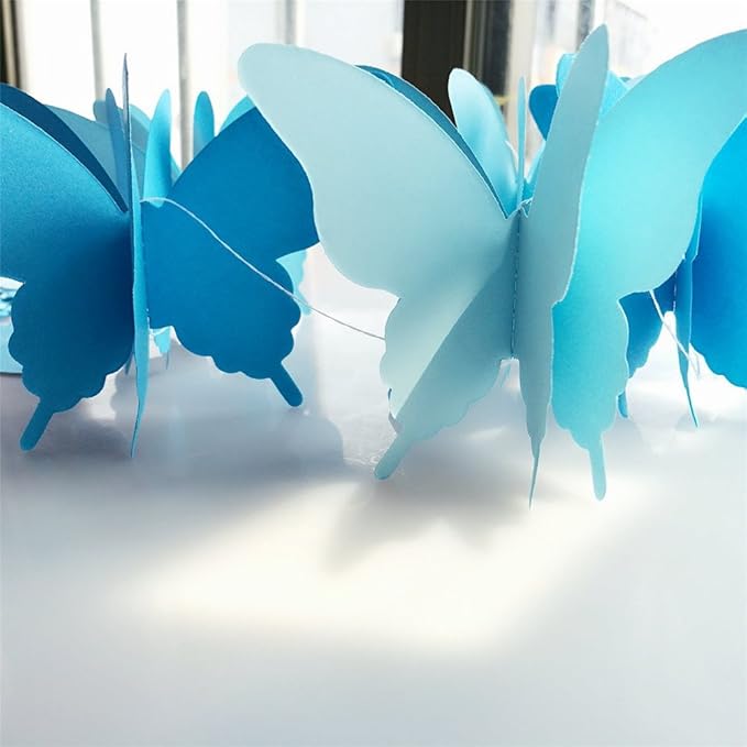 Butterfly Banner Decorative Paper Garland for Wedding Baby Shower Birthday Theme Decor 110 Inches Long Pack of 2 Pieces Blue