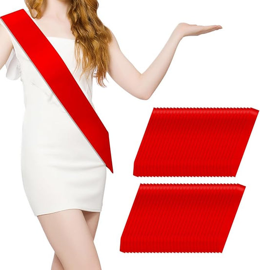MDOZQ 60 Pcs Satin Sash Party Favors - Red Sash for Bridal Showers, Weddings, Birthdays, Graduations, Beauty Pageants, Hen Parties, Homecomings - DIY Make Your Own