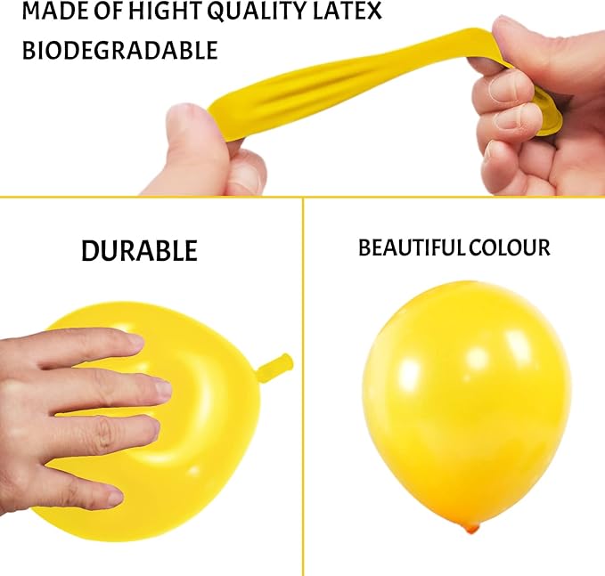 Yellow Balloons 110Pcs, 5 Inch Small Yellow Latex Party Balloons, Mini Thick Yellow Balloons for Birthday Wedding Baby Shower Decorations.