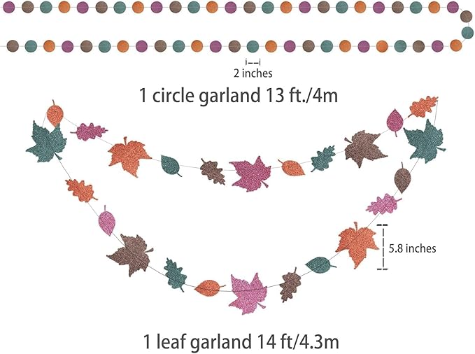 Cheerland Fall Leaf Party Decorations Thanksgiving Garland Backdrop Maple Leaves for Autumn Weddings Woodland Baby Shower Fall Birthday and Harvest Festival Hanging Decor Office Party Supplies