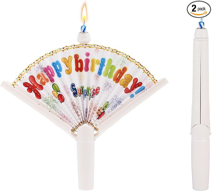 2pcs Novelty Fan Birthday Candle, Pop-up Surprise Clown Candles Funny Cake Topper Cool Fun Candle Trick Candles Creative Happy Birthday for Party Supplies
