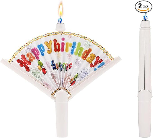 2pcs Novelty Fan Birthday Candle, Pop-up Surprise Clown Candles Funny Cake Topper Cool Fun Candle Trick Candles Creative Happy Birthday for Party Supplies