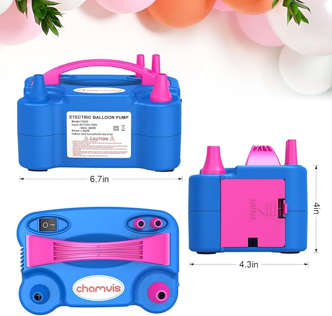 Chamvis Electric Balloon Pump, 110V 600W Balloon Inflator/Blower Pump: for Fast and Easy Filling Balloons Balloon Arch Kit Kids Party Decorative