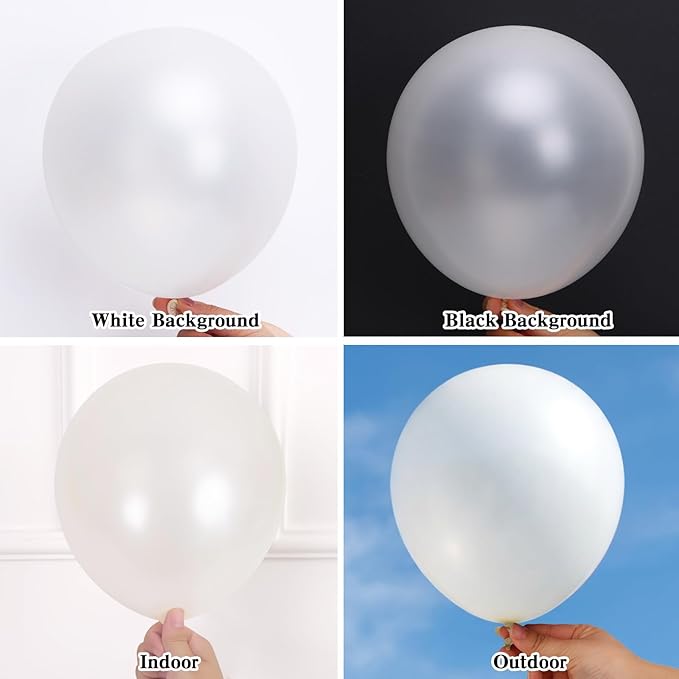 RUBFAC 135pcs Pearl White Balloons, Latex Balloon Different Sizes 18 12 10 5 Inch for Garland Arch Wedding Engagement Anniversary Bridal Baby Shower Birthday Party Decoration