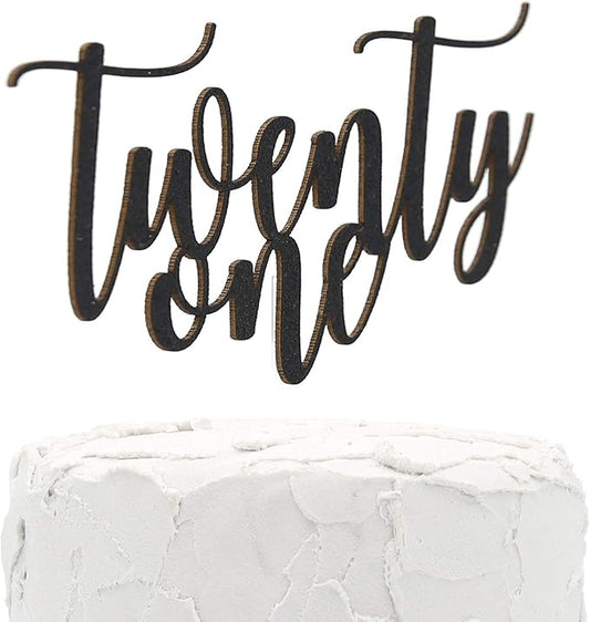 21st Birthday Cake Topper - twenty one - Double Sided Black glitter - Premium quality Made in USA