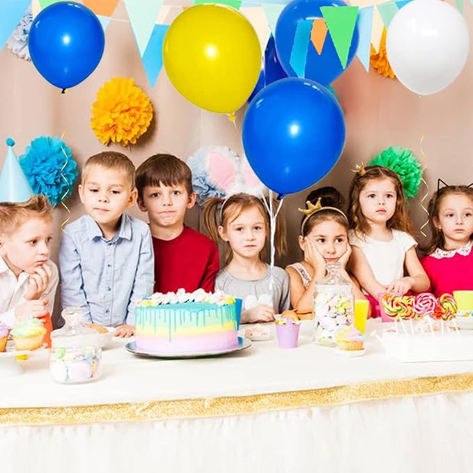 126PCS Blue Yellow White Balloon Arch Garland Kit - Royal Blue and Yellow Balloons White Balloon for Wedding Birthday Anniversary Bridal Shower Party Decorations