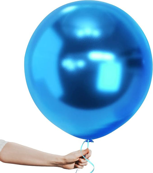 KatchOn, Huge Metallic Blue Balloons Set - 18 Inch, Pack of 10 | Blue Metallic Balloons for Blue Birthday Decorations | Blue Latex Balloons for Blue Party Decorations | Gender Reveal Decorations