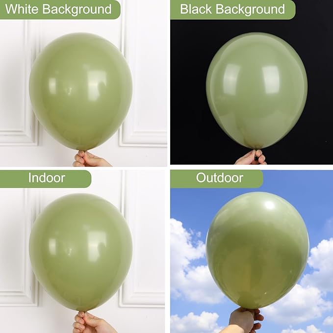 RUBFAC Sage Green Balloons 87pcs Different Sizes 18 12 10 5 Inches, Olive Green Latex Balloons Arch Kit Garland for Birthday Wedding Graduation Baby Shower Party Decoration