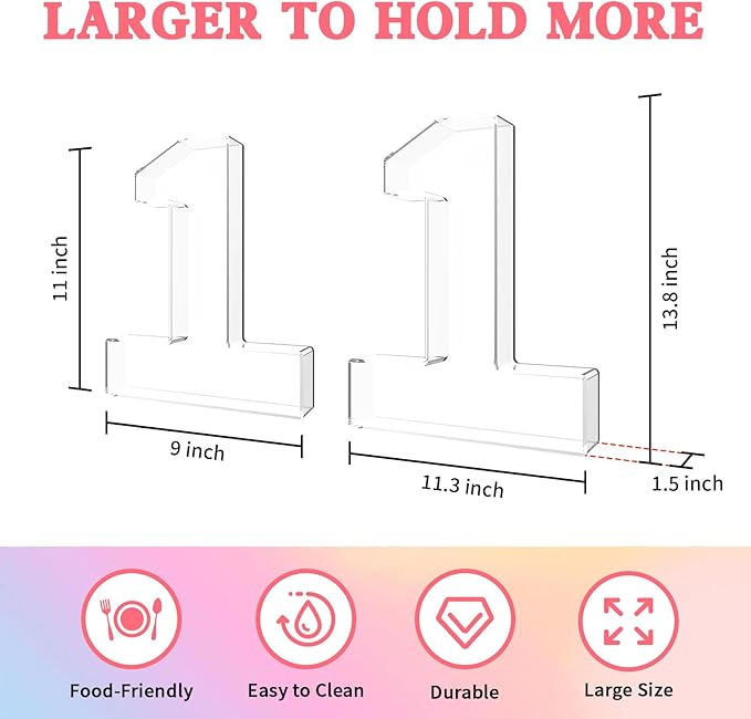 13.8" Acrylic Number Charcuterie Tray, Fillable Number Charcuterie Box for food, Reusable Serving Cake Candy Dish Display Tray for Birthday Anniversary Party Decoration (Square Number 1)
