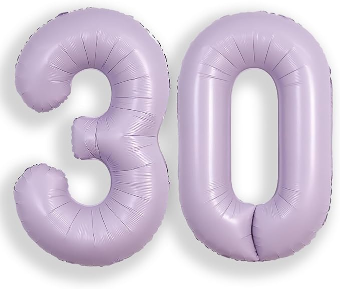 SUWEN 40 Inch Light Purple Large 30 Balloon Number Big Foil Helium Lavender Number Balloons Huge Mylar 0-9 Giant Jumbo Happy 30th Birthday Party Anniversary Decorations