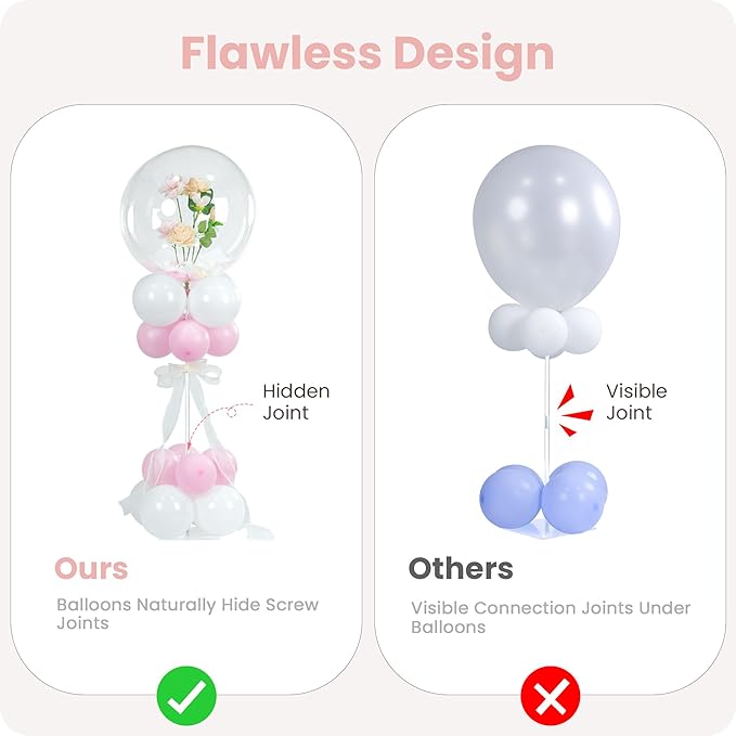 YALLOVE Balloon Stands for Table Set of 10, Adjustable Height 15.75 Inch, 23.62 Inch Balloon Centerpiece Stand, Acrylic Balloon Stick Holder with Base for Party Decorations (Balloons Not Included)