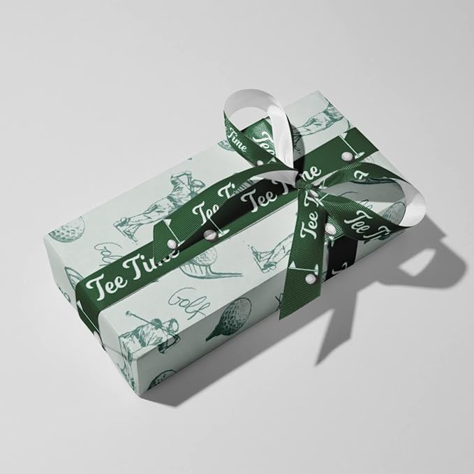 Golf Ribbon 6 Pack, Grosgrain Golf Themed Ribbons 5/8" x 3 Yards for Gift Wrapping, Tournaments, Party Decorations and Hair Bows
