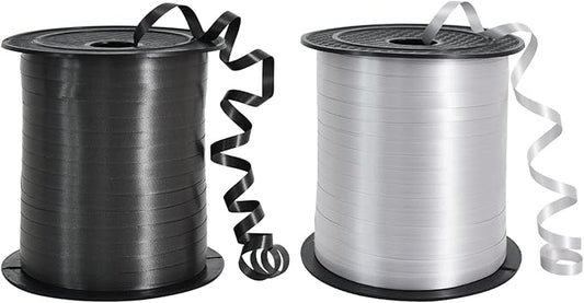 TONIFUL 500 Yards Curling Ribbon-Balloon Ribbon-Balloon String for Art&Craft Decor,Gift Wrapping,Ribbons and Bows for Christmas New Year Birthday Gifts Graduation Supplies (Black and Silver)