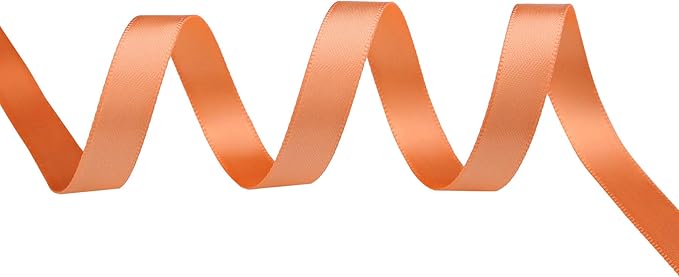 ITIsparkle 1/4" Inch Double Faced Satin Ribbon 50 Yards-Roll Set for Gift Wrapping Scrap Books Party Favor Hair Braids Baby Shower Decoration Floral Arrangement Craft Supplies, Peach Ribbon