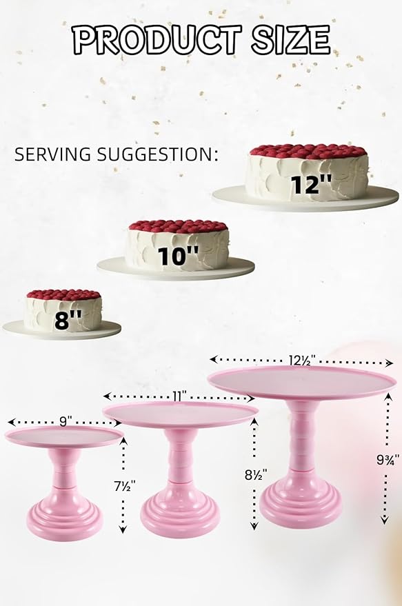 3 Pcs Pink Cake Stand Set Round Plastic Cupcake Stand Holder Dessert Table Display Set, Dessert Serving Platter for Tea Party, Birthday, Wedding, Baby Shower