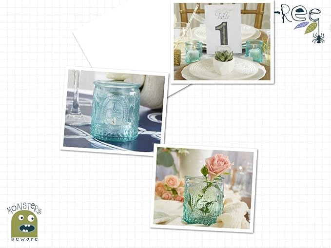 Kate Aspen Tea Light Holder - 24PCS - Vintage Glass Tealight Candle Holders, Perfect Wedding Favor, Bachelorette Favor or Bridal Shower Favor - Blue