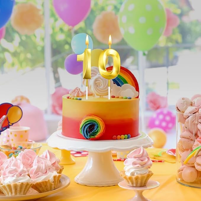 10 Birthday Candle for 10th Birthday Decorations for Boys Number 10 Candle Boy 10 Candle Birthday Girl 10th Birthday Cake Topper Gold Number Candles (10 Gold)