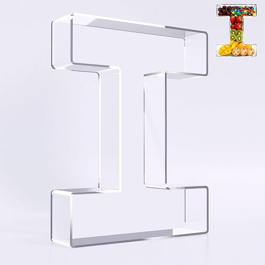 Ledido 10’’ Acrylic Letter Charcuterie Board Box, Reusable Fillable Serving Tray for Candy Cake Fruit Snack, Easy-Clean Acrylic Charcuterie Tray for Birthday Anniversary Party Decorations, Letter I