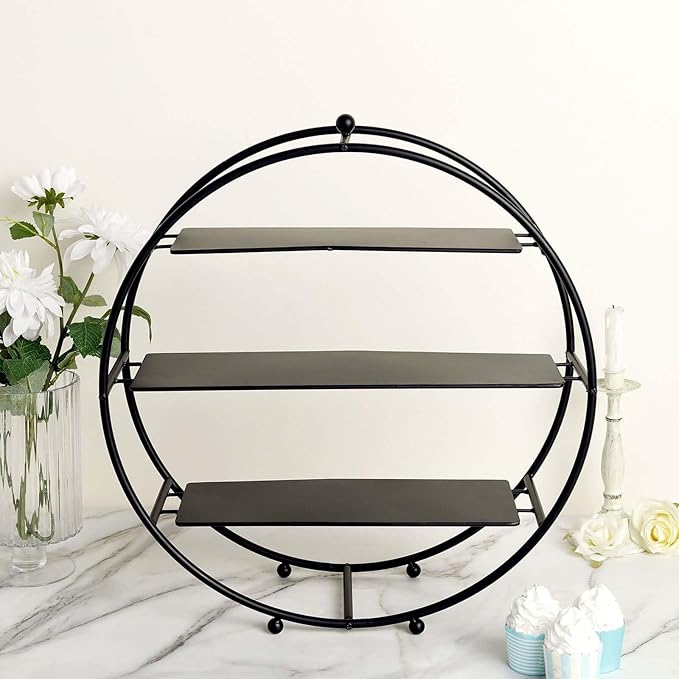 Efavormart 21" Matte Black Metal Tiered Cupcake Stand, 3 Tier Dessert Cupcake Holder Display Stand