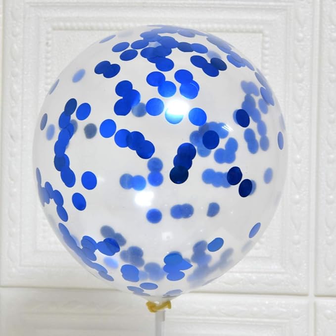 Blue Confetti Balloons 12 inch, 50 Pcs Clear Balloons with Blue Confetti Glitter for Birthday Wedding Baby Shower Christmas Party Decoration