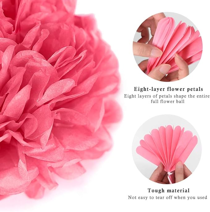Binpeng Paper Pom Poms Hanging Paper Flower Ball Wedding Celebration Decorations Outdoor Decoration Flowers Craft for Birthday Party (White 6 PCS)