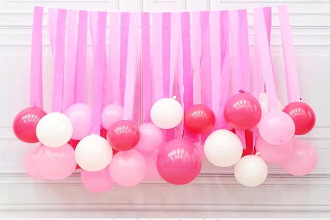 6 Rolls Hot Pink and Pink Crepe Paper Streamers for Party Decorations-82ft Long and 1.77in Wide