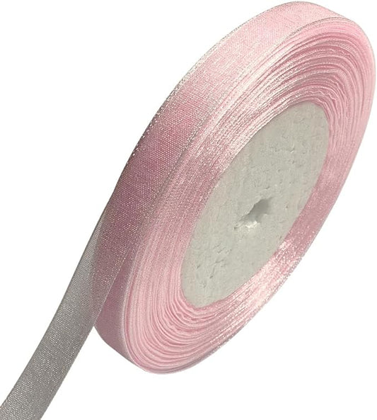 Chenkou Craft Solid Organza Ribbon Pink 1/2" 1 Roll 50 Yards Craft Bow Party Decoration Packing Ribbons (Pink, 1/2"(12mm))