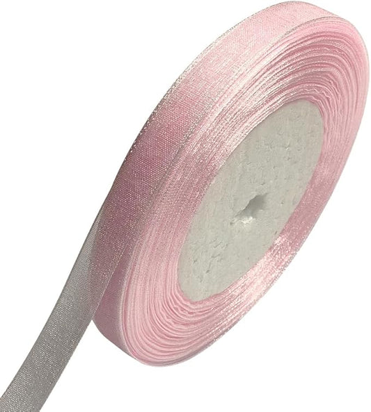 Chenkou Craft Solid Organza Ribbon 1 Roll 50Yards Pink Craft Bow Party Decoration Packing Ribbons (Pink, 3/8"(10mm))