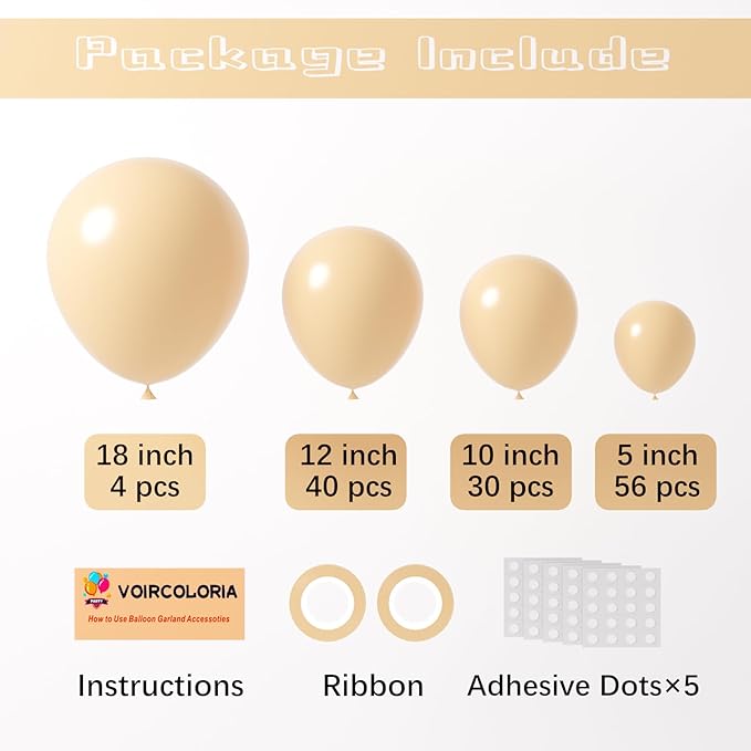 Voircoloria 130pcs Blush Pink Balloons Different Sizes 18" 12" 10" 5" Boho Pink Latex Balloon Garland Arch Kit for Birthday Baby Shower Graduation Wedding Gender Reveal Party Decorations