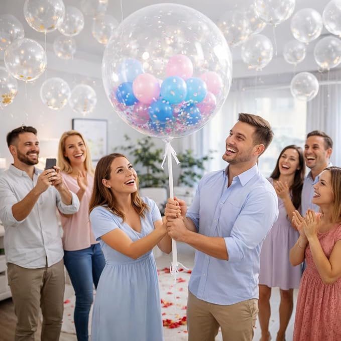Clear Balloons 100 Pack, 12 Inch Round Latex Balloons, Helium Transparent Balloons for Wedding, Birthday, Baby Shower, Bridal Shower Party Decorations
