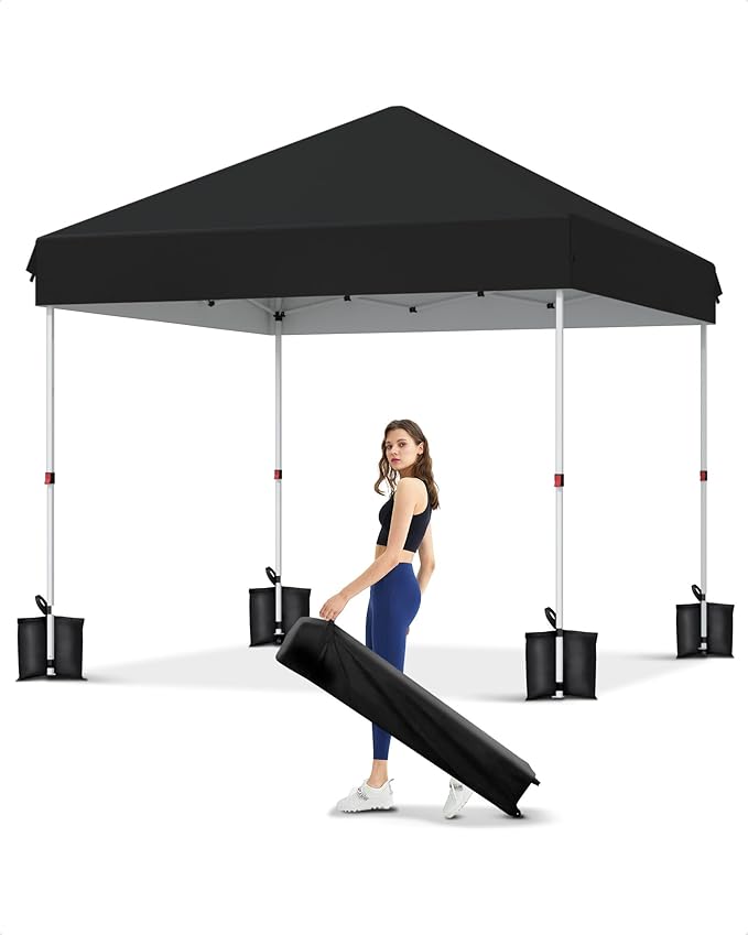 Garvee 10x10 Pop Up Canopy Tent, Instant Portable Commercial Canopy Tent,Easy Outdoor Sun Shade for Events, Parties, Camping, Black