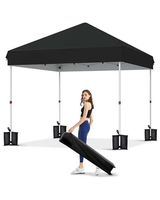 Garvee 10x10 Pop Up Canopy Tent, Instant Portable Commercial Canopy Tent,Easy Outdoor Sun Shade for Events, Parties, Camping, Black