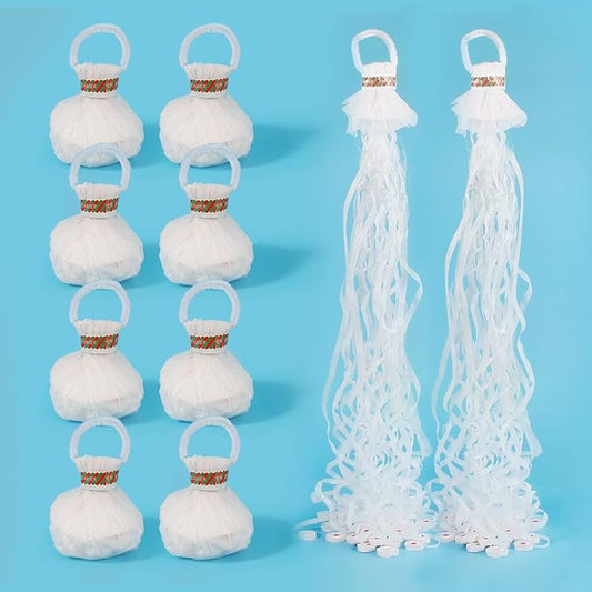 20Pack Streamer Poppers, No Mess White Paper Crackers, Hand Throw Confetti Streamers for Birthday, Wedding, Party Celebrations