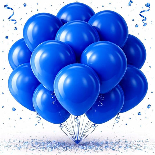 Royal Blue Balloons 100 Pack, 12 Inch Round Latex Helium Blue Balloon, for Baseball Baby Shower Birthday Graduation Sports Nautical Retirement Patriotic Party Decorations