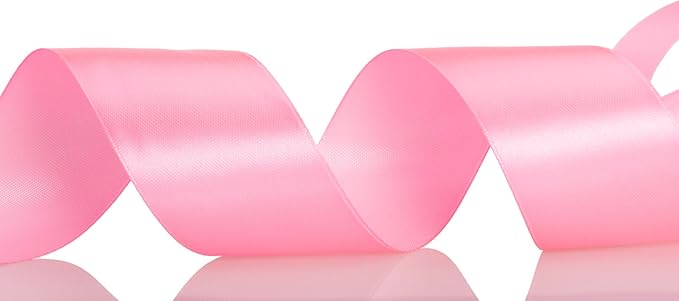 YASEO 1 1/2 Inch Flamingo Pink Solid Satin Ribbon, 50 Yards Craft Fabric Ribbon for Gift Wrapping Floral Bouquets Wedding Party Decoration