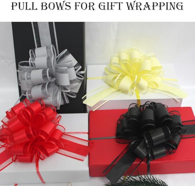 6 Pieces Large Pull Bows, Grey Bow for Gift, 6 inches,Ribbon Bow Gift Decorative Bows, Holiday Birthday Decorations Bow，Baskets Bow Wedding Decorations Bow(Grey)