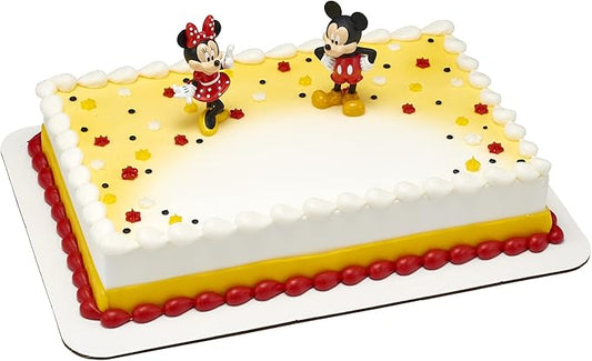 DecoSet® Disney Mickey Mouse and Minnie Mouse Cake Topper, 2-Piece Topper Set, Durable Food-Safe Plastic