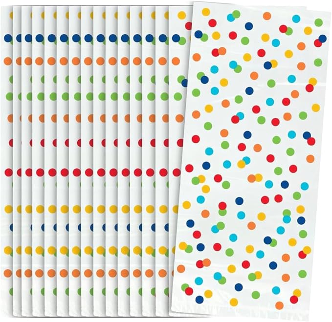 Vibrant Rainbow Polka Dots Cellophane Bags - (Pack of 20) - Premium Quality & Eye-Catching Multi-Color Design - Perfect for Parties, Gifts & Favors