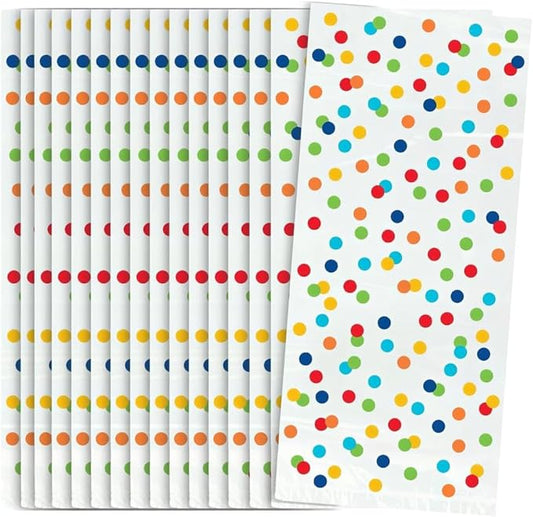 Vibrant Rainbow Polka Dots Cellophane Bags - (Pack of 20) - Premium Quality & Eye-Catching Multi-Color Design - Perfect for Parties, Gifts & Favors