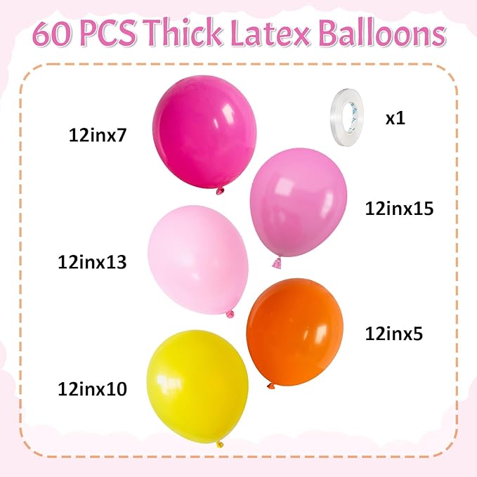 HILAVO Pink and Orange Balloons Light Pink Hot Pink Yellow Autumn Latex Balloons Pastel Pink Yellow Orange Helium Balloon for Fall Birthday Halloween Thanksgiving Tropical Fire Truck Party Decorations