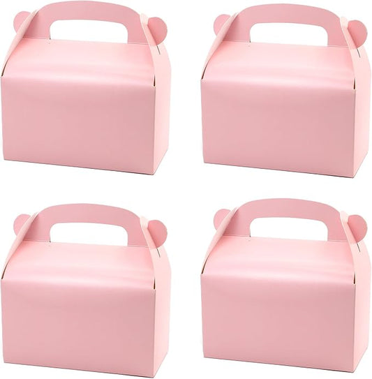 30-Pack Pink Party Favor Treat Boxes, Goodie Boxes, Gable Paper Gift Boxes with Handles. Perfect for Princess Pink Party and Baby Shower Decoration Supplies.
